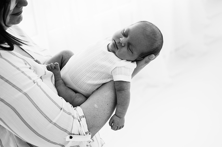 black & white baby with mum